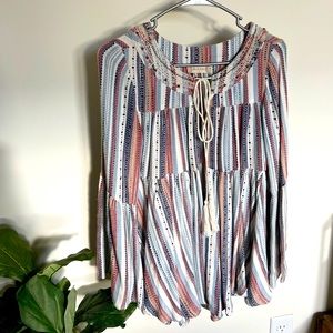 Altar’d State striped bohemian tunic top in size S